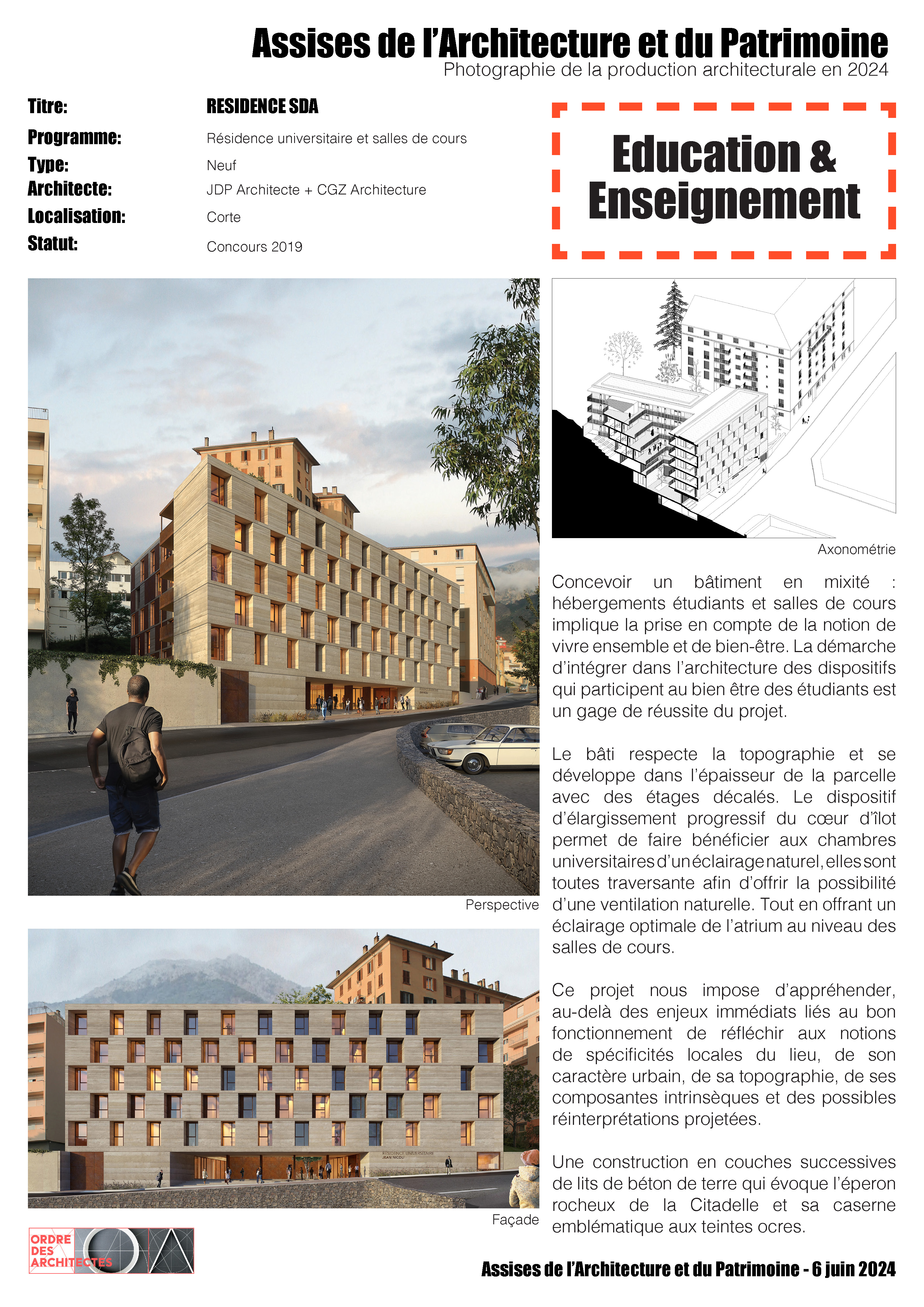 Résidence SDA - JDP Architecte + CGZ Architecture - Corte