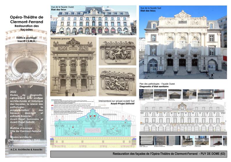 Opéra Théâtre de Clermont-Ferrand - Inscrit Monument Historique - Etudes préalables à la restauration des façades.