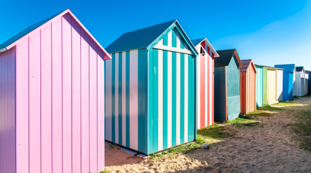 Cabine plage colorées Cabine plage colorées